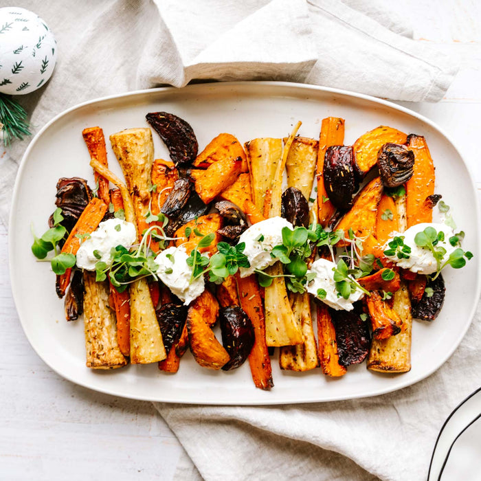 Roast Vegetables & Labneh With Spit Roast Salt Flakes