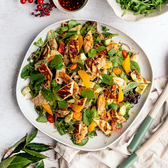 Hot Honey Chicken & Halloumi Salad with Sweet Sesh