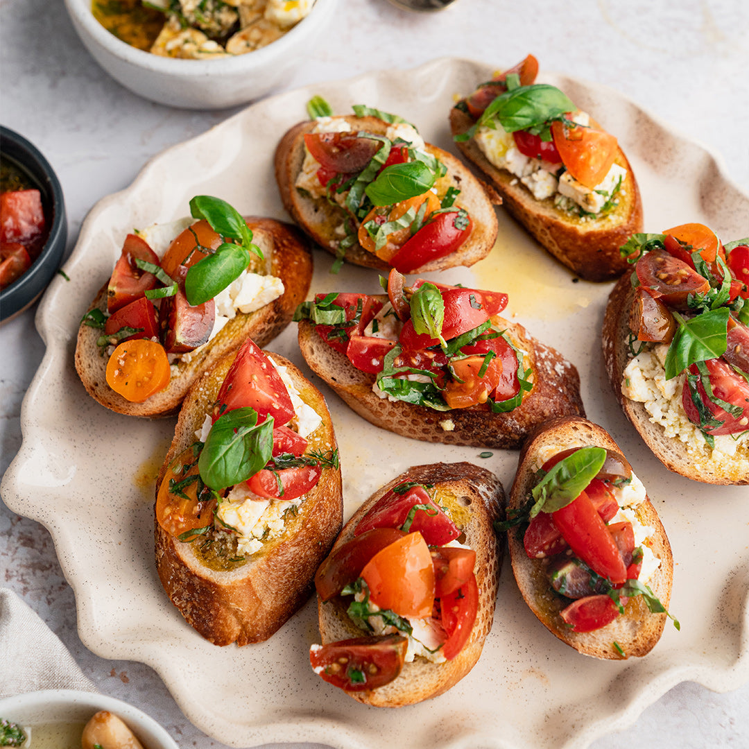 Marinated Feta Bruschetta with Saint Garlic