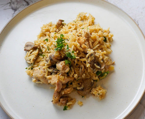 Chicken & Mushroom Rice Bake