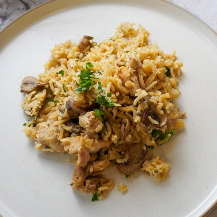 Chicken & Mushroom Rice Bake