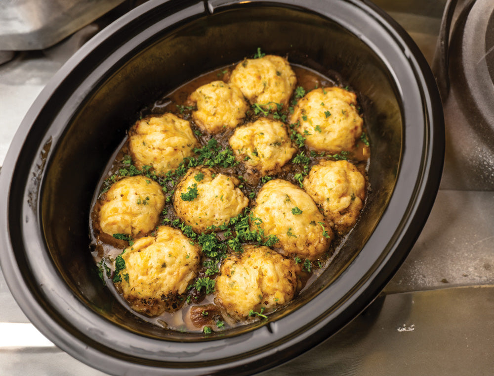 Slow cooker Beef with Dumplings