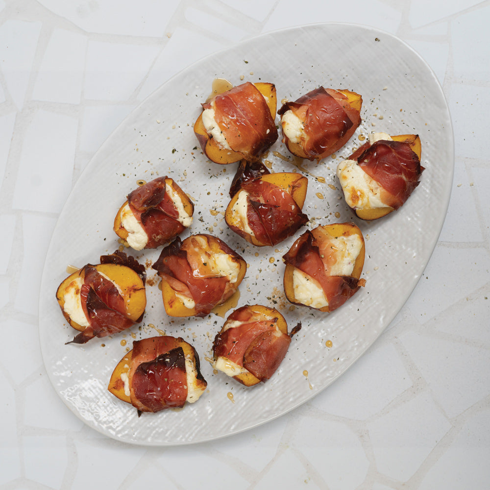 Baked Peaches Stuffed with Goat’s Cheese & Honey