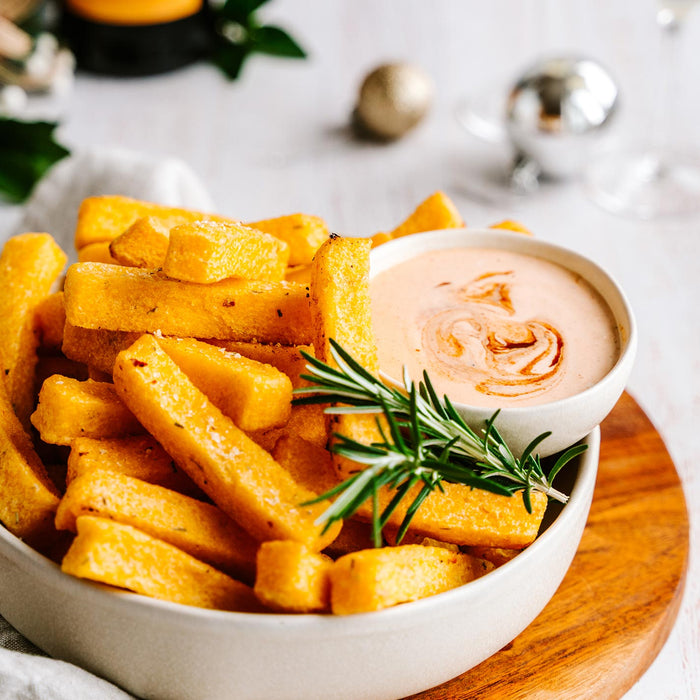 Polenta Chips With Harry Styles Sriracha Mayo